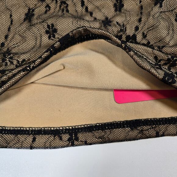 M Shein Icon Black Lace Bandeau Tube Top Womens Size S NWT Floral Tan Layering - Picture 4 of 7